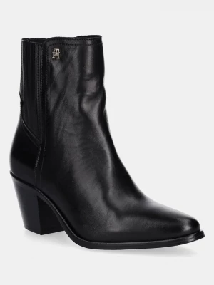 Obrázek produktu Tommy Hilfiger Kožené kotníkové boty Tommy Hilfiger WESTERN MID HEEL LEATHER CHELSEA černá