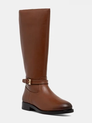 Obrázek produktu Tommy Hilfiger Kožené kozačky Tommy Hilfiger TH BUCKLE RIDING LTHR LONG BOOT hnědá