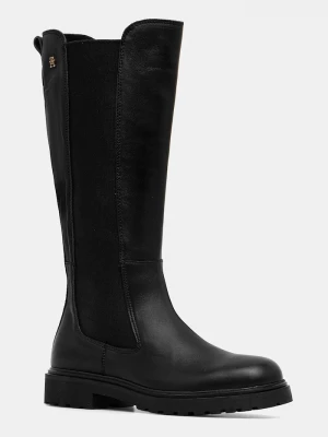 Obrázek produktu Tommy Hilfiger Kožené kozačky Tommy Hilfiger TH LTHR CLEATED LONG BOOT černá