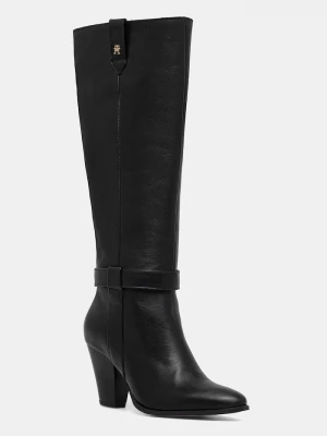 Obrázek produktu Tommy Hilfiger Kožené kozačky TH T-STRAP LTHR POINTY LONG BOOT černá