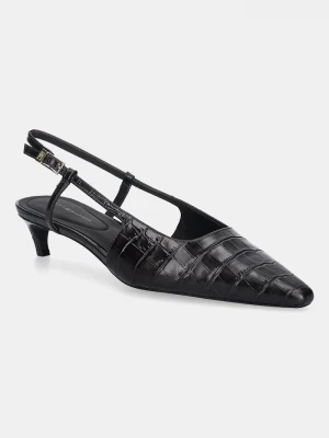 Obrázek produktu Tommy Hilfiger Kožené lodičky Tommy Hilfiger CROC SLINGBACK SLANTED HEEL hnědá