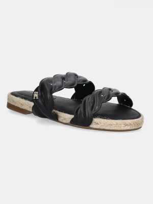 Obrázek produktu Tommy Hilfiger Kožené pantofle Tommy Hilfiger LEATHER ROPE ESPADRILLE MULE černá