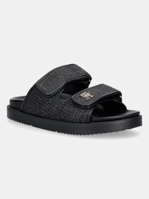 Obrázek produktu Tommy Hilfiger pantofle dámské DOUBLE STRAP RAFFIA SANDAL černá