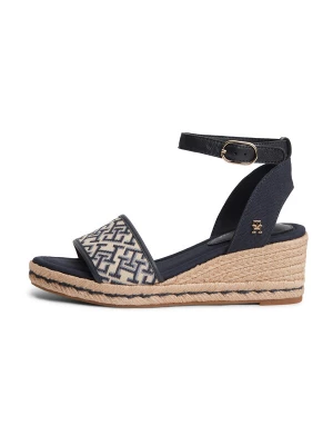 Obrázek produktu TOMMY HILFIGER Páskové sandály 'Logo Plaque Wedge Heel' béžová / námořnická modř / světlemodrá