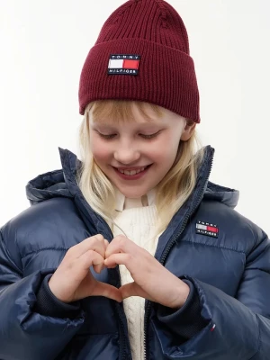 Obrázek produktu Tommy Hilfiger pletená čepice dětská bavlněná burgundské