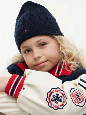 Obrázek produktu Tommy Hilfiger pletená čepice dětská bavlněná námořnická modř