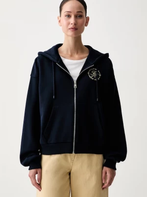 Obrázek produktu Tommy Hilfiger rozepínací mikina s kapucí dámská bavlněná námořnická modř