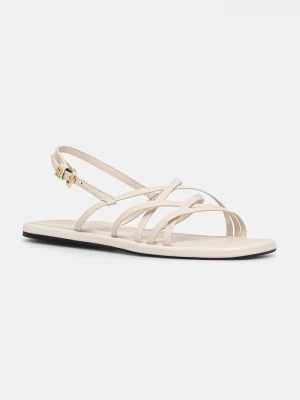 Obrázek produktu Tommy Hilfiger sandály dámské kožené FLAT STRAPPY SANDAL LTH béžová