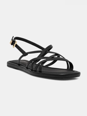 Obrázek produktu Tommy Hilfiger sandály dámské kožené FLAT STRAPPY SANDAL LTH černá