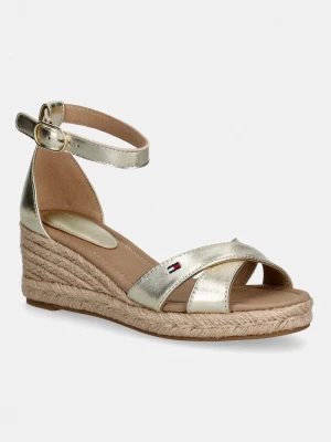 Obrázek produktu Tommy Hilfiger sandály na klínku kožené MID WEDGE ESPAD X CROSS GOLD