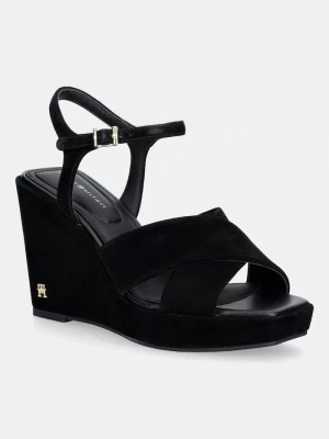 Obrázek produktu Tommy Hilfiger sandály na klínku semišové SUEDE WRAPPED HIGH WEDGE černá