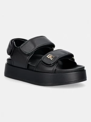 Obrázek produktu Tommy Hilfiger sandály na platformě dámské kožené LEATHER SPORTY PLATFORM SANDAL černá
