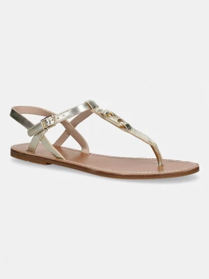 Obrázek produktu Tommy Hilfiger sandály na plochém podpatku dámské kožené LEATHER THONG SANDAL GOLD