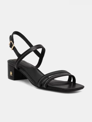 Obrázek produktu Tommy Hilfiger sandály na sloupku kožené LOW HEEL SANDAL STITCHING černá