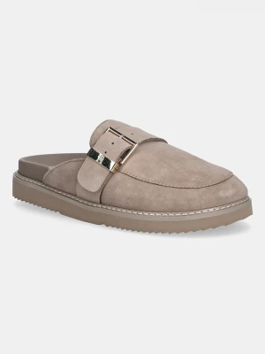Obrázek produktu Tommy Hilfiger Semišové pantofle Tommy Hilfiger TH BUCKLE FUR SUEDE MULE béžová