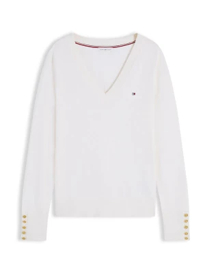 Obrázek produktu TOMMY HILFIGER Svetr 'Gold-tone Button Cuff' slonová kost