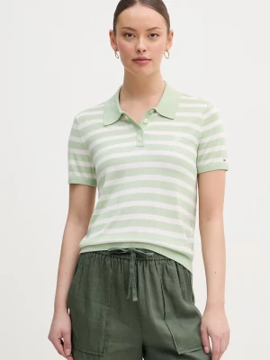 Obrázek produktu Tommy Hilfiger svetrové polo dámské s příměsí hedvábí zelená