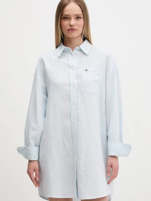 Obrázek produktu Tommy Jeans košilové šaty se lnem modrá