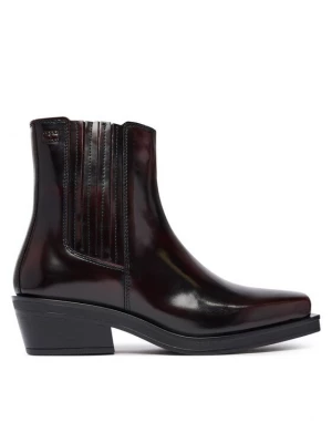 Obrázek produktu Tommy Jeans Kotníková obuv s elastickým prvkem Tjw Brushed Leather Cowboy Boots EN0EN03077 Tmavě hnědá