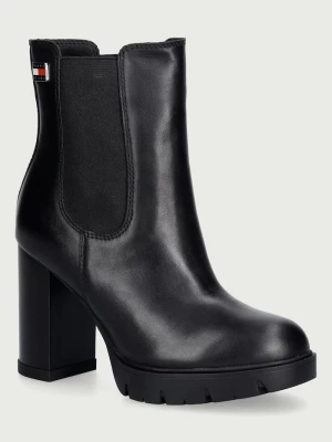 Obrázek produktu Tommy Jeans kotníkové boty dámské kožené TJW CHELSEA HIGH HEEL BOOTS černá