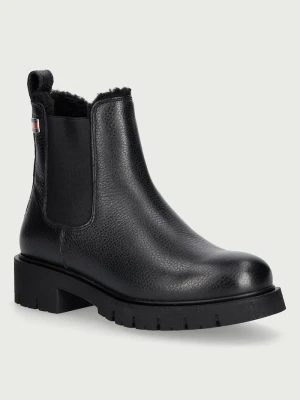 Obrázek produktu Tommy Jeans kotníkové Chelsea boty dámské kožené TJW CLEATED CHELSEA BOOTS WL černá