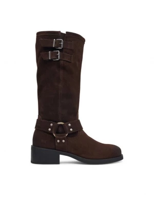 Obrázek produktu Tommy Jeans Kozačky ve vojenském stylu Tjw Brushed Suede Biker Boots EN0EN03110 Tmavě hnědá
