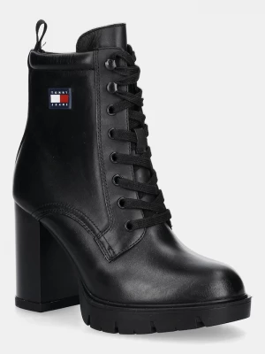 Obrázek produktu Tommy Jeans Kožené kotníkové boty Tommy Jeans TJW HEEL LACE UP BOOT černá