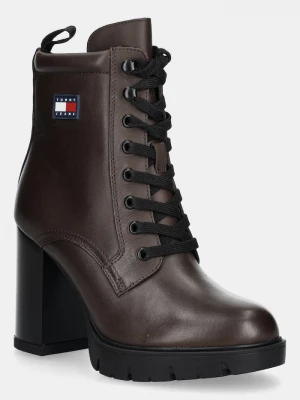 Obrázek produktu Tommy Jeans Kožené kotníkové boty Tommy Jeans TJW HEEL LACE UP BOOT hnědá
