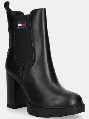 Obrázek produktu Tommy Jeans Kožené kotníkové boty Tommy Jeans TJW LEATHER HEEL BOOT černá