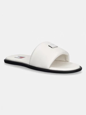 Obrázek produktu Tommy Jeans pantofle na plochém podpatku dámské kožené TJW SOFT PADDED CASUAL SLIDE béžová
