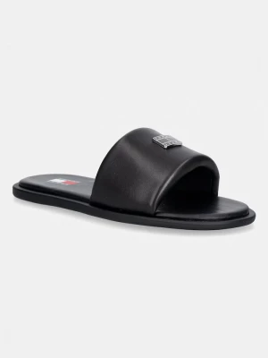 Obrázek produktu Tommy Jeans pantofle na plochém podpatku dámské kožené TJW SOFT PADDED CASUAL SLIDE černá