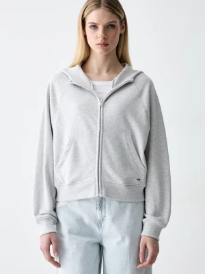 Obrázek produktu Tommy Jeans rozepínací mikina dámská bavlněná šedá