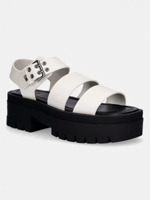 Obrázek produktu Tommy Jeans sandály dámské kožené TJW STRAPS LEATHER MAX SANDAL bílá