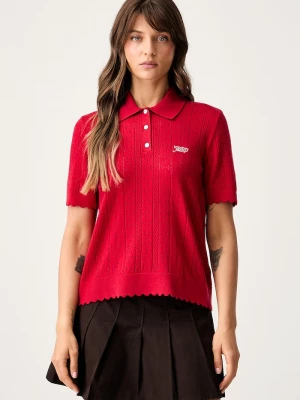 Obrázek produktu Tommy Jeans svetrové polo dámské s viskózou červená