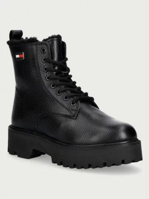 Obrázek produktu Tommy Jeans trekové boty dámské kožené TJW PLATFORM BOOTS WL černá
