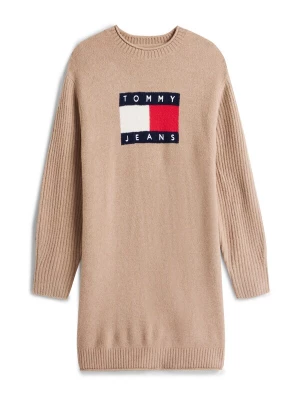 Obrázek produktu Tommy Jeans Úpletové šaty noční modrá / světle hnědá / červená / bílá