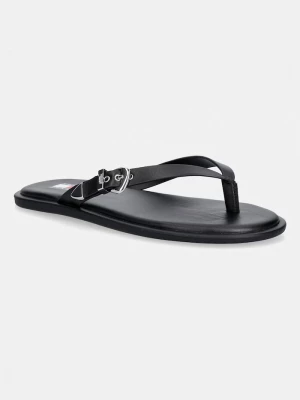 Obrázek produktu Tommy Jeans žabky dámské kožené TJW FLAT LEATHER SANDALS černá