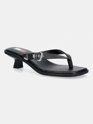 Obrázek produktu Tommy Jeans žabky dámské kožené TJW KITTEN HEEL LEATHER SANDALS černá