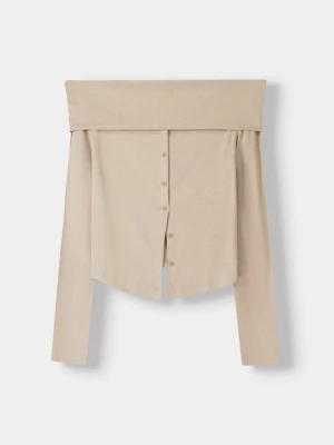 Obrázek produktu Top s dlouhým rukávem Bershka písková