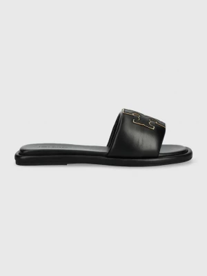 Obrázek produktu Tory Burch Kožené pantofle Double T Sport Slide černá