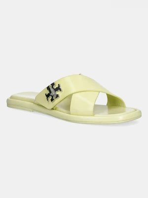 Obrázek produktu Tory Burch Kožené pantofle Tory Burch T Lock Cross Band Slide žlutá