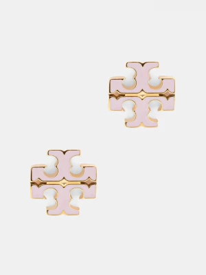 Obrázek produktu Tory Burch náušnice dámské z nerezové oceli s emailovým kamenem Icon růžová