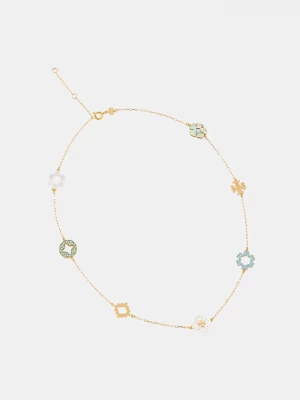 Obrázek produktu Tory Burch řetízek dámský pozlacený kov s kryštalem zlatá