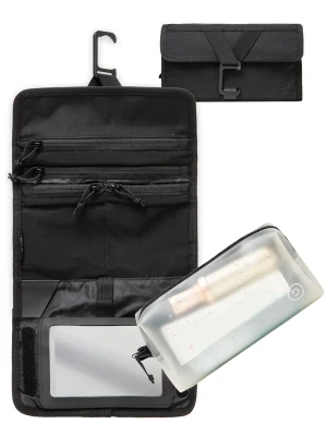 Obrázek produktu TRAVEL DUDE Toaletní taška 'Faltbare Kulturtasche für Damen & Herren – Kulturbeutel zum Aufhängen, Flache Waschtasche & Kosmetiktasche klein, Duschtasche Camping mit 1 Liter Beutel Flugzeug Handgepäck' černá
