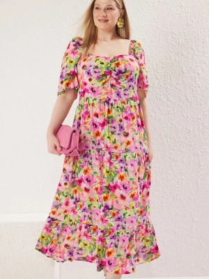 Obrázek produktu Trendyol Curve Šaty zelená / fialová / oranžová / pink