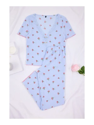 Obrázek produktu Trendyol Pyžamo světlemodrá / růžová / červená