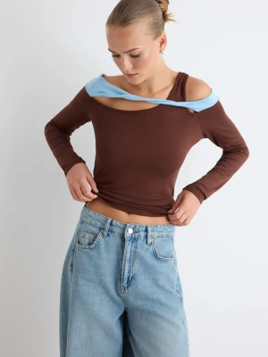 Obrázek produktu Trendyol Tričko aqua modrá / hnědá
