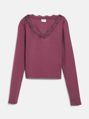 Obrázek produktu Tričko s dlouhým rukávem a krajkou, střih Slim Fit s.Oliver červená