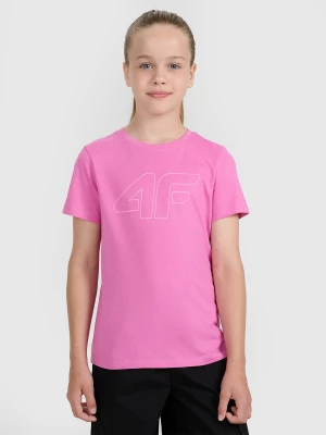 Obrázek produktu T-shirt oversize s potiskem dívčí - růžový 4F