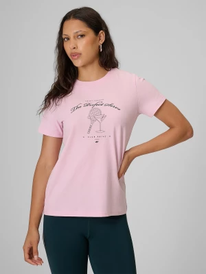Obrázek produktu T-shirt regular s potiskem dámský - růžový 4F